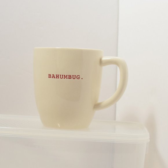 Christmas Rae Dunn BAHUMBUG Mug White Red Letters Holiday Cup New Magenta Coffee - Picture 10 of 10